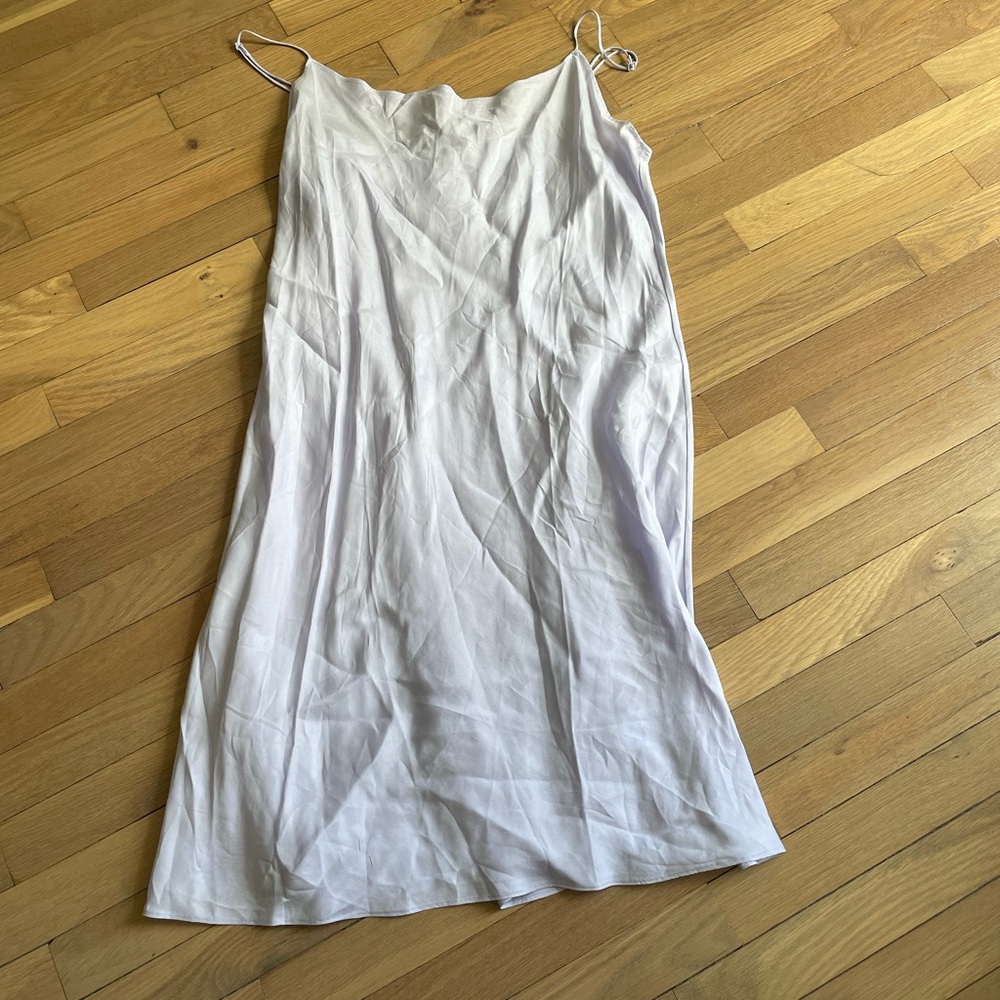 Lilac J Crew cupro spaghetti strap mini dress